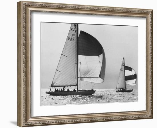 View of Sailboats During the America's Cup Trials-George Silk-Framed Photographic Print