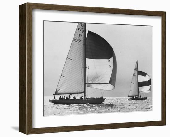 View of Sailboats During the America's Cup Trials-George Silk-Framed Photographic Print