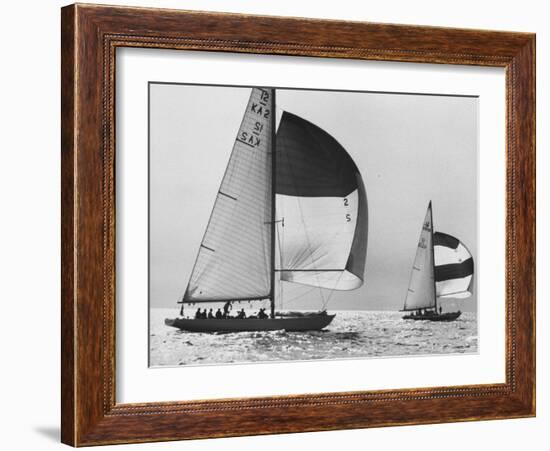 View of Sailboats During the America's Cup Trials-George Silk-Framed Photographic Print