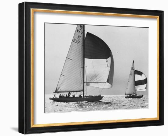 View of Sailboats During the America's Cup Trials-George Silk-Framed Photographic Print