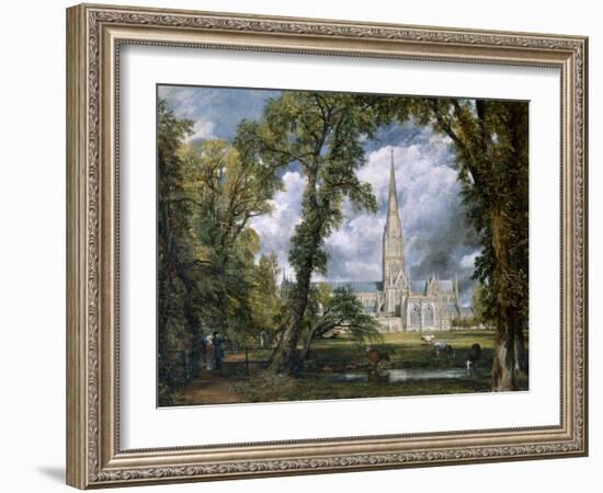 'View of Salisbury Cathedral from the Bishop's Grounds', Wiltshire, c1822-John Constable-Framed Giclee Print