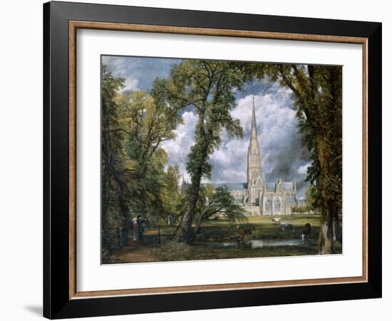 'View of Salisbury Cathedral from the Bishop's Grounds', Wiltshire, c1822-John Constable-Framed Giclee Print