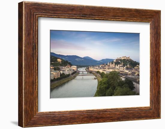 View of Salzach River and Hohensalzburg Castle above The Old City, Salzburg, Austria, Europe-Jane Sweeney-Framed Photographic Print