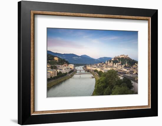 View of Salzach River and Hohensalzburg Castle above The Old City, Salzburg, Austria, Europe-Jane Sweeney-Framed Photographic Print