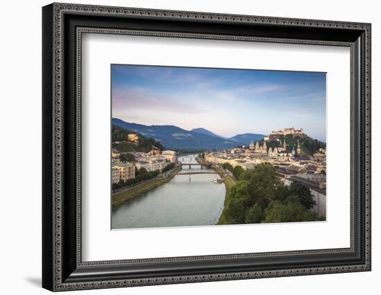 View of Salzach River and Hohensalzburg Castle above The Old City, Salzburg, Austria, Europe-Jane Sweeney-Framed Photographic Print