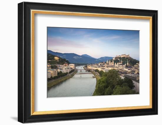 View of Salzach River and Hohensalzburg Castle above The Old City, Salzburg, Austria, Europe-Jane Sweeney-Framed Photographic Print