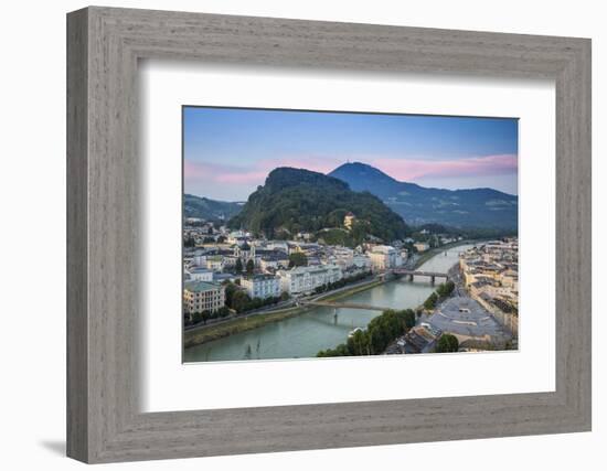 View of Salzach River with The Old City to the right and the New City to the left, Salzburg, Austri-Jane Sweeney-Framed Photographic Print