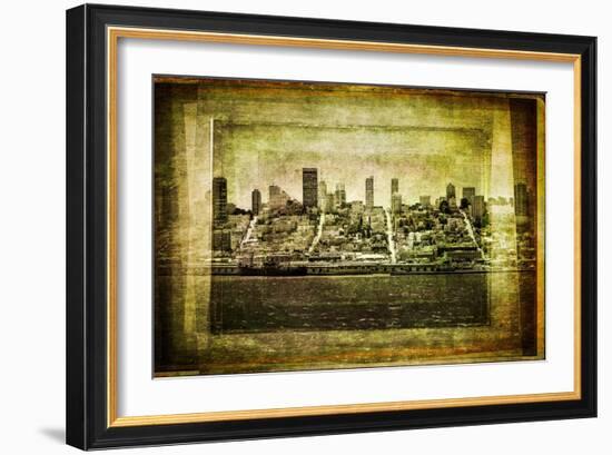 View of San Francisco Skyline in Vintage Filtered Textured Style-MartinM303-Framed Art Print