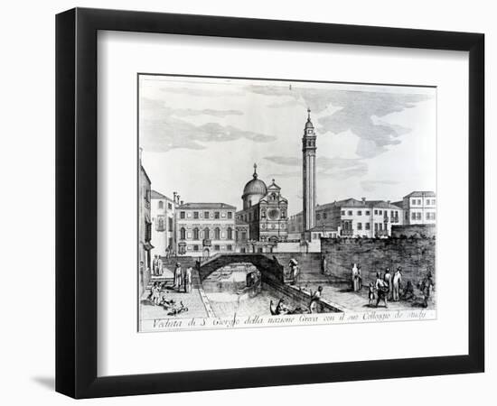 View of San Giorgio Dei Greci and the Flanginian School, Venice (Engraving)-Italian-Framed Giclee Print