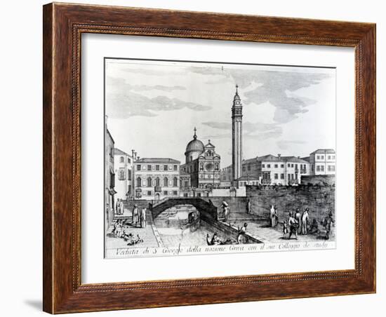 View of San Giorgio Dei Greci and the Flanginian School, Venice (Engraving)-Italian-Framed Giclee Print