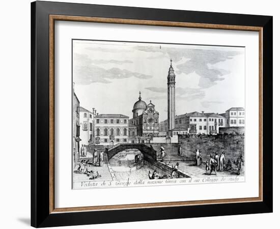 View of San Giorgio Dei Greci and the Flanginian School, Venice (Engraving)-Italian-Framed Giclee Print