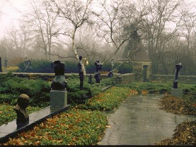  View Of Sculpture Garden On Rainy Day On Estate Of Joseph Hirshhorn In 
