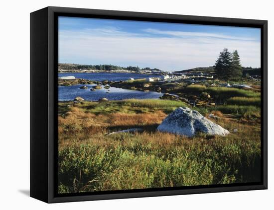 View of Sea with Coastline, Nova Scotia, Canada-Greg Probst-Framed Premier Image Canvas
