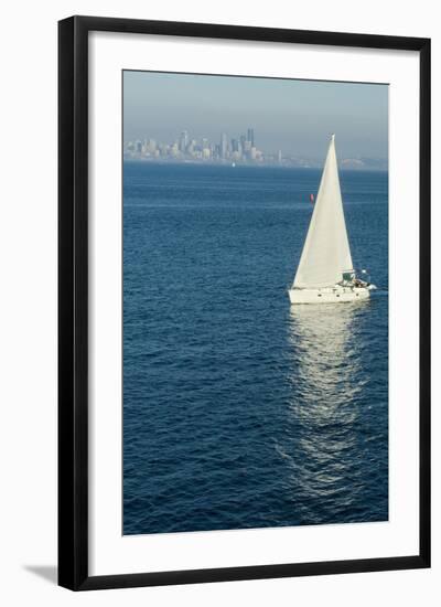 View of Seattle from Bainbridge (Island) Ferry, Washington, Usa-Natalie Tepper-Framed Photo