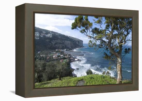 View of Seiano and Mediterranean Coast, Near Sorrento, Italy-Natalie Tepper-Framed Stretched Canvas