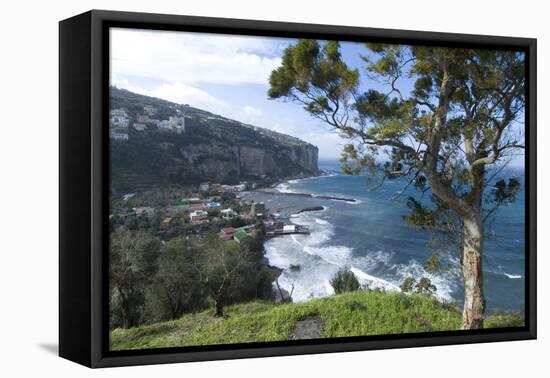 View of Seiano and Mediterranean Coast, Near Sorrento, Italy-Natalie Tepper-Framed Stretched Canvas