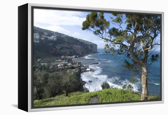 View of Seiano and Mediterranean Coast, Near Sorrento, Italy-Natalie Tepper-Framed Stretched Canvas