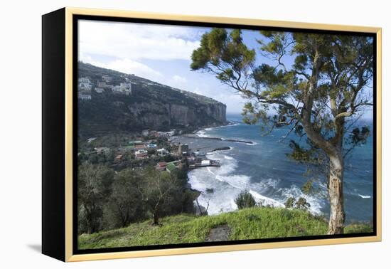 View of Seiano and Mediterranean Coast, Near Sorrento, Italy-Natalie Tepper-Framed Stretched Canvas
