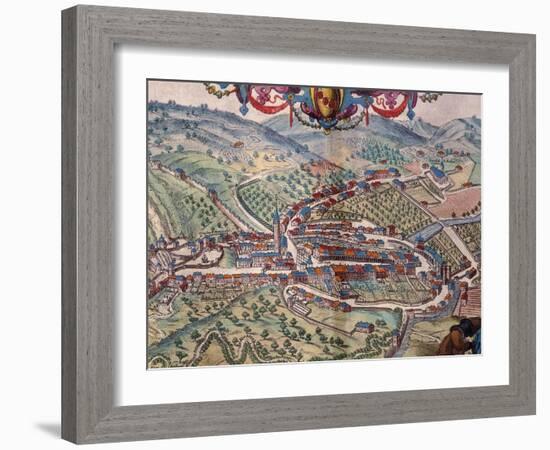 View of Serravalle Scrivia-Georg Braun and Franz Hogenberg-Framed Giclee Print