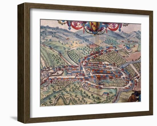 View of Serravalle Scrivia-Georg Braun and Franz Hogenberg-Framed Giclee Print