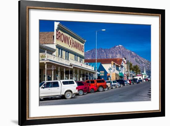 View of Seward, Alaska storefronts-null-Framed Photographic Print