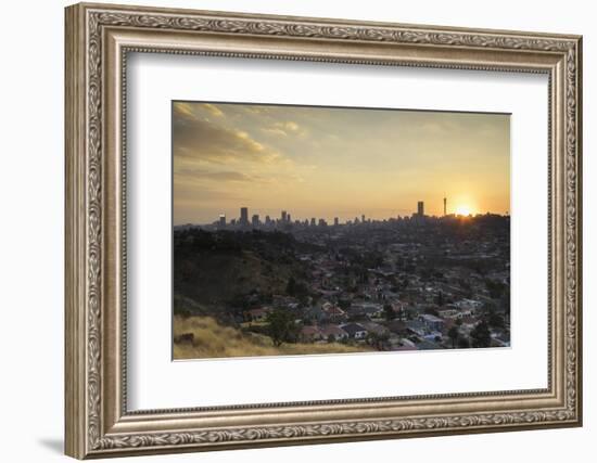 View of skyline at sunset, Johannesburg, Gauteng, South Africa, Africa-Ian Trower-Framed Photographic Print