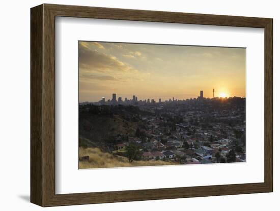 View of skyline at sunset, Johannesburg, Gauteng, South Africa, Africa-Ian Trower-Framed Photographic Print