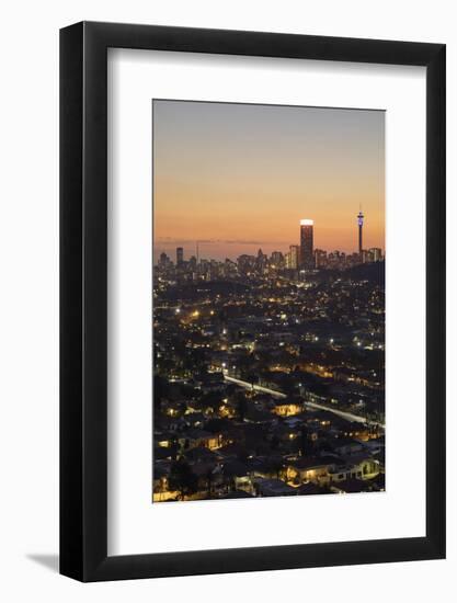 View of skyline at sunset, Johannesburg, Gauteng, South Africa, africa-Ian Trower-Framed Photographic Print