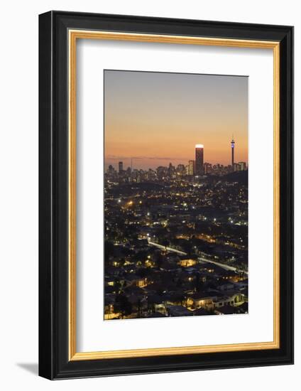 View of skyline at sunset, Johannesburg, Gauteng, South Africa, africa-Ian Trower-Framed Photographic Print