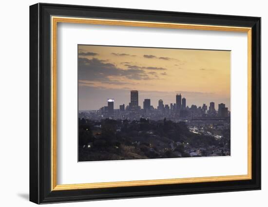 View of skyline at sunset, Johannesburg, Gauteng, South Africa, Africa-Ian Trower-Framed Photographic Print