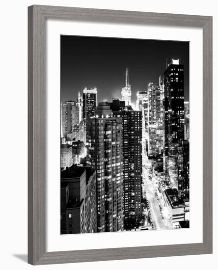 View of Skyscrapers of Times Square and 42nd Street at Night-Philippe Hugonnard-Framed Photographic Print