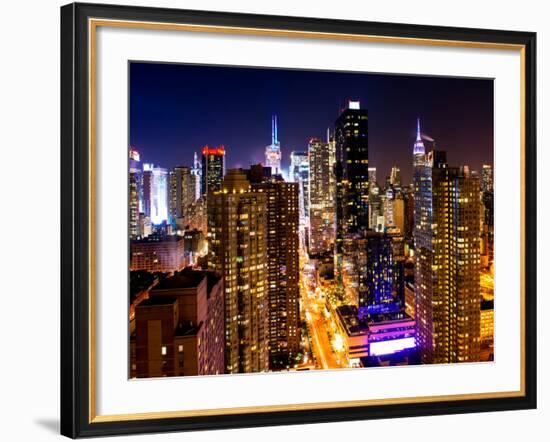 View of Skyscrapers of Times Square and 42nd Street at Night-Philippe Hugonnard-Framed Photographic Print