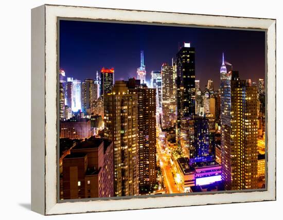 View of Skyscrapers of Times Square and 42nd Street at Night-Philippe Hugonnard-Framed Premier Image Canvas