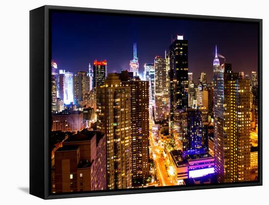 View of Skyscrapers of Times Square and 42nd Street at Night-Philippe Hugonnard-Framed Premier Image Canvas