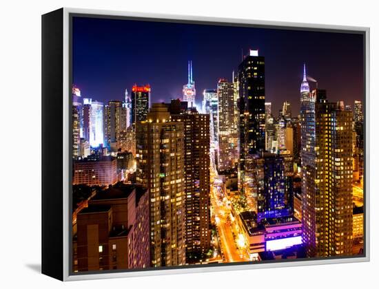 View of Skyscrapers of Times Square and 42nd Street at Night-Philippe Hugonnard-Framed Premier Image Canvas