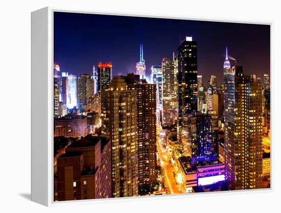 View of Skyscrapers of Times Square and 42nd Street at Night-Philippe Hugonnard-Framed Premier Image Canvas