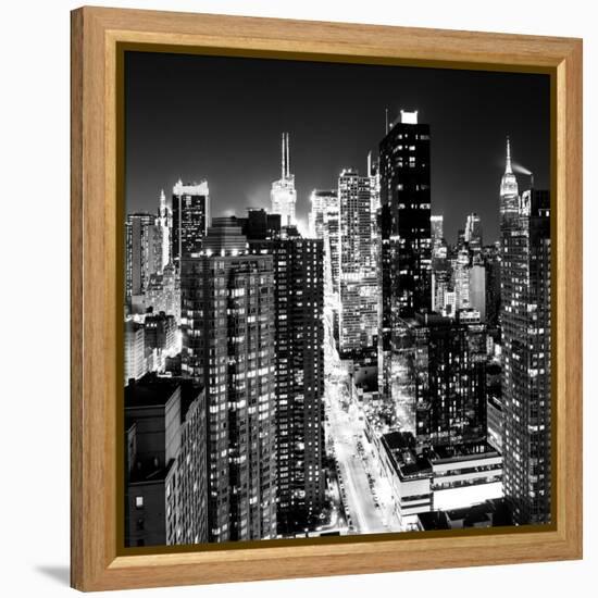 View of Skyscrapers of Times Square and 42nd Street at Night-Philippe Hugonnard-Framed Premier Image Canvas