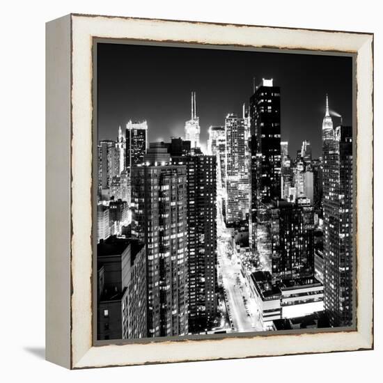 View of Skyscrapers of Times Square and 42nd Street at Night-Philippe Hugonnard-Framed Premier Image Canvas