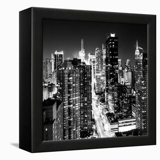 View of Skyscrapers of Times Square and 42nd Street at Night-Philippe Hugonnard-Framed Premier Image Canvas