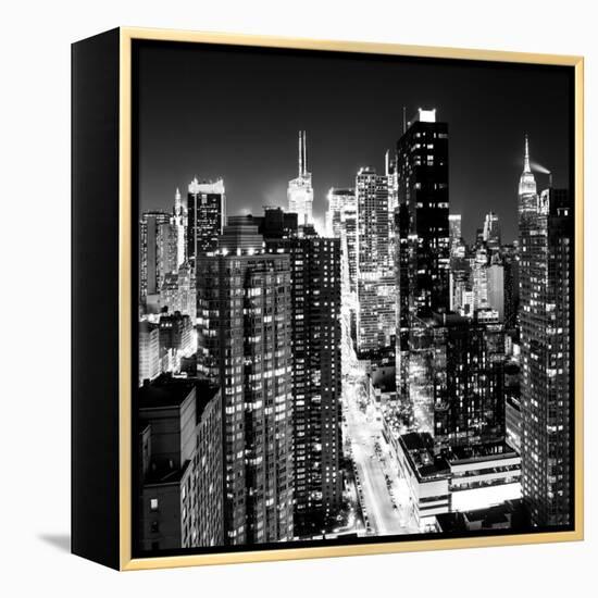 View of Skyscrapers of Times Square and 42nd Street at Night-Philippe Hugonnard-Framed Premier Image Canvas