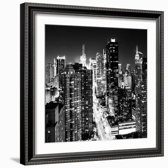 View of Skyscrapers of Times Square and 42nd Street at Night-Philippe Hugonnard-Framed Photographic Print