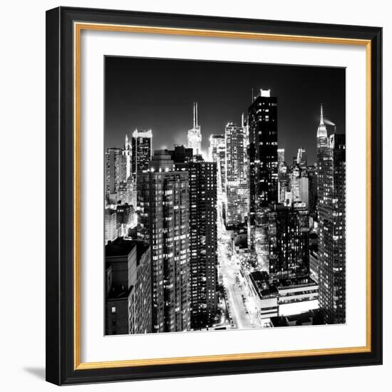 View of Skyscrapers of Times Square and 42nd Street at Night-Philippe Hugonnard-Framed Photographic Print