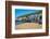 View of small beach and shops in the town of Mandraki, Mandraki, Nisyros, Dodecanese, Greek Islands-Frank Fell-Framed Photographic Print