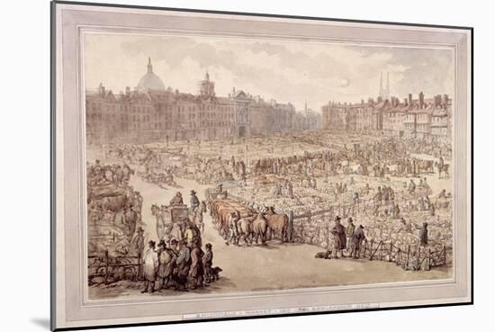 View of Smithfield Market, London, 1810-Thomas Rowlandson-Mounted Giclee Print