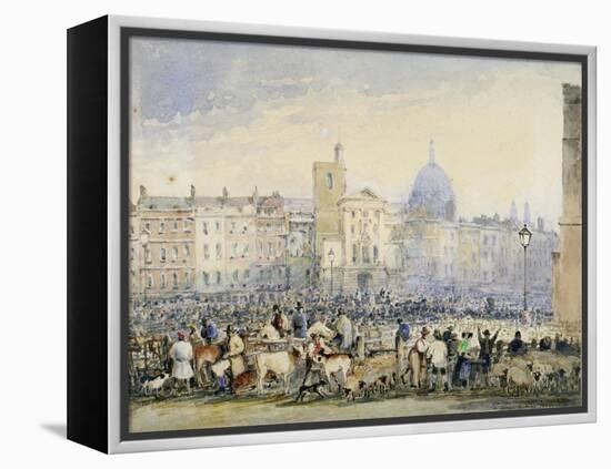 View of Smithfield Market with Figures and Animals, City of London, 1824-George Sidney Shepherd-Framed Premier Image Canvas