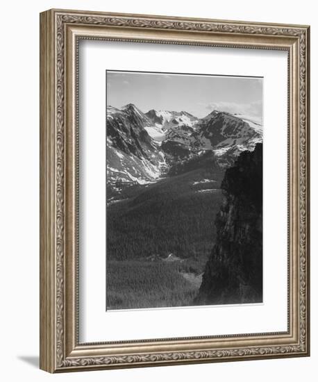 View Of Snow-Capped Mt Timbered Area Below "In Rocky Mountain National Park" Colorado 1933-1942-Ansel Adams-Framed Art Print