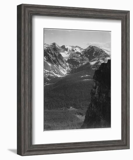 View Of Snow-Capped Mt Timbered Area Below "In Rocky Mountain National Park" Colorado 1933-1942-Ansel Adams-Framed Art Print