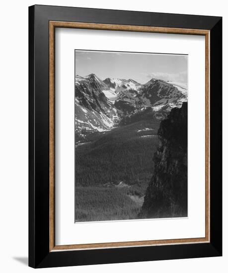 View Of Snow-Capped Mt Timbered Area Below "In Rocky Mountain National Park" Colorado 1933-1942-Ansel Adams-Framed Art Print