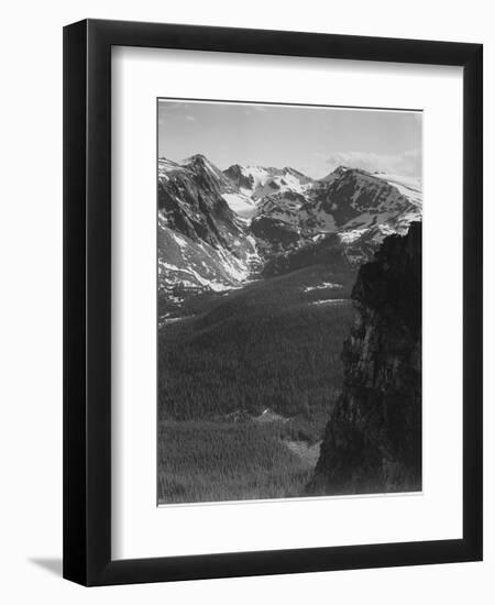 View Of Snow-Capped Mt Timbered Area Below "In Rocky Mountain National Park" Colorado 1933-1942-Ansel Adams-Framed Art Print