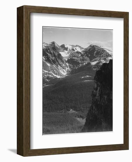 View Of Snow-Capped Mt Timbered Area Below "In Rocky Mountain National Park" Colorado 1933-1942-Ansel Adams-Framed Premium Giclee Print